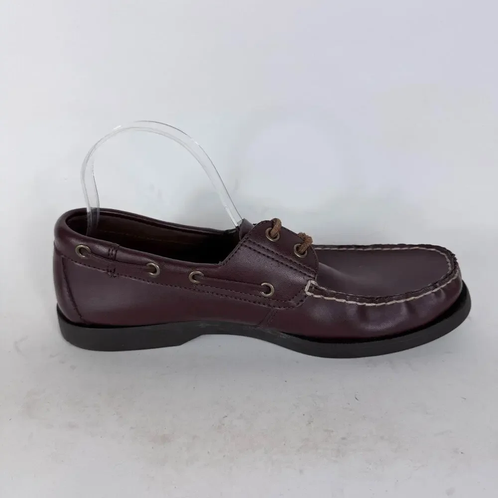 Polo Sport Ralph Lauren Boat Shoes Men's 10 Brown Leather Lace-Up Low Top Casual